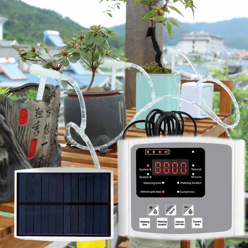 Smart Garden Herb - Automatische zonne-energie druppelirrigatieapparaat Dubbele pomp Verstelbare