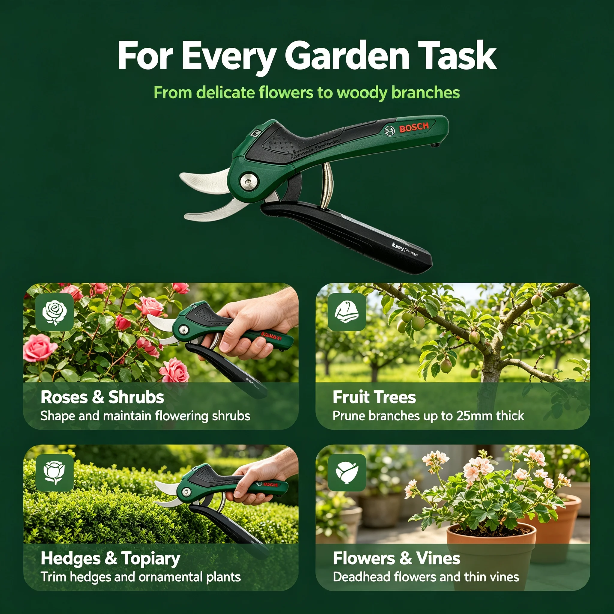 Smart Garden Bosch - Bosch 3.6V Draadloze Slimme Snoeischaar Oplaadbare