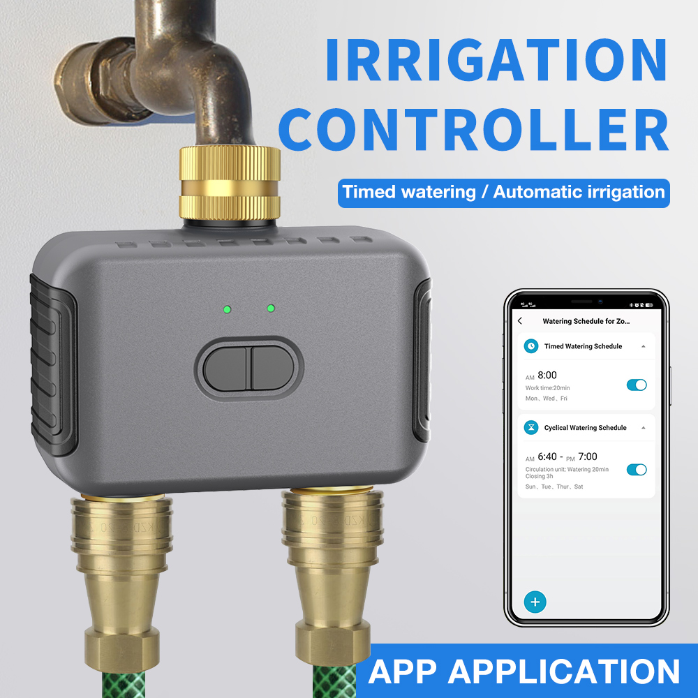 Smart Garden Sprinkler System - Tuya 2-zone besproeiingstimer Tuin Automatische irrigatiecontroller